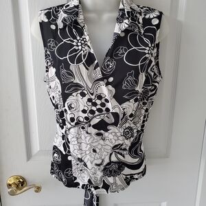 Floral Black and White Women's Blouse